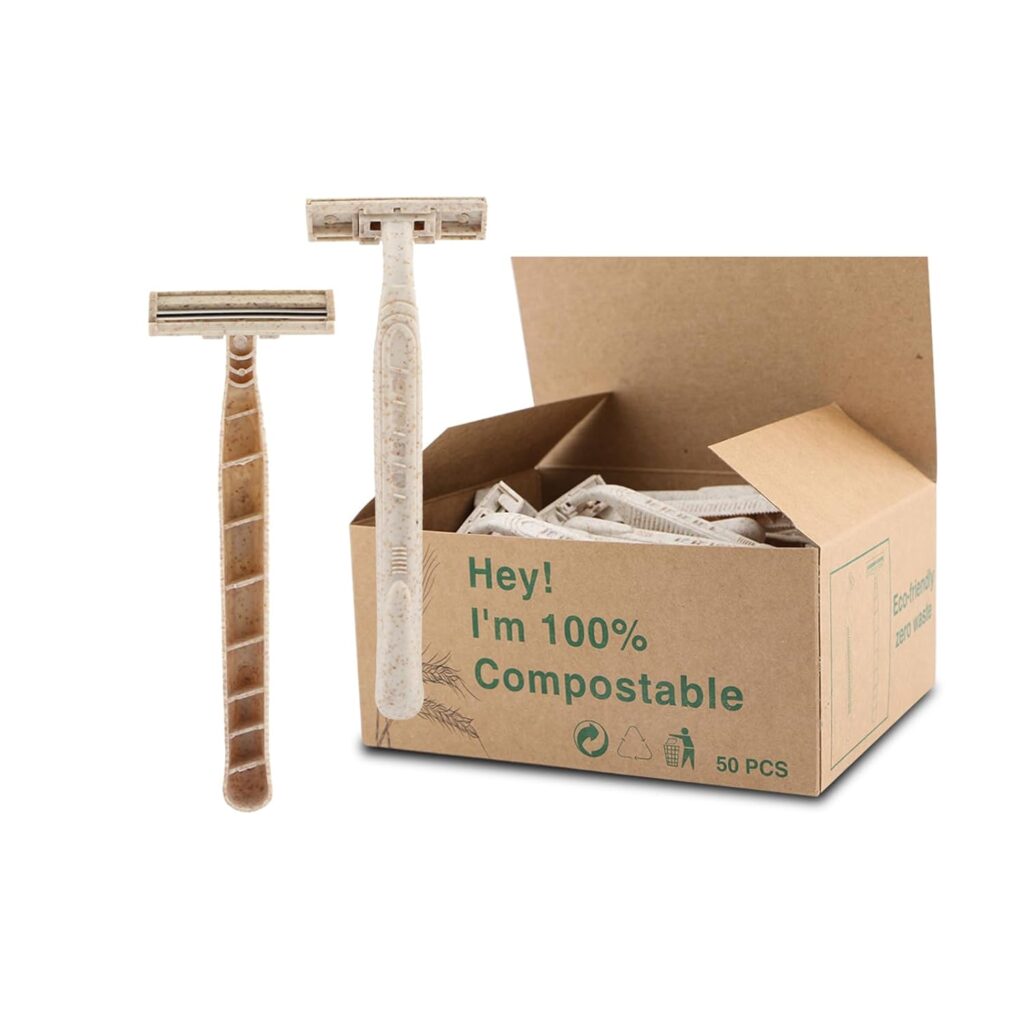 Eco Razors, 50-Pack Biodegradable Twin Blade Shavers